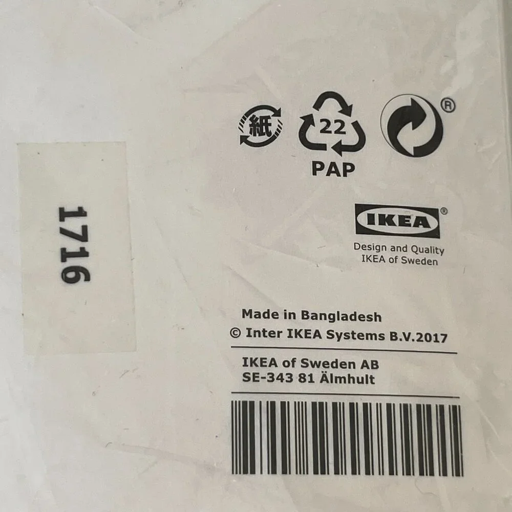 New IKEA Fagerginst Twin Duvet Cover & Pillowcase Set Black White Leaf Cotton